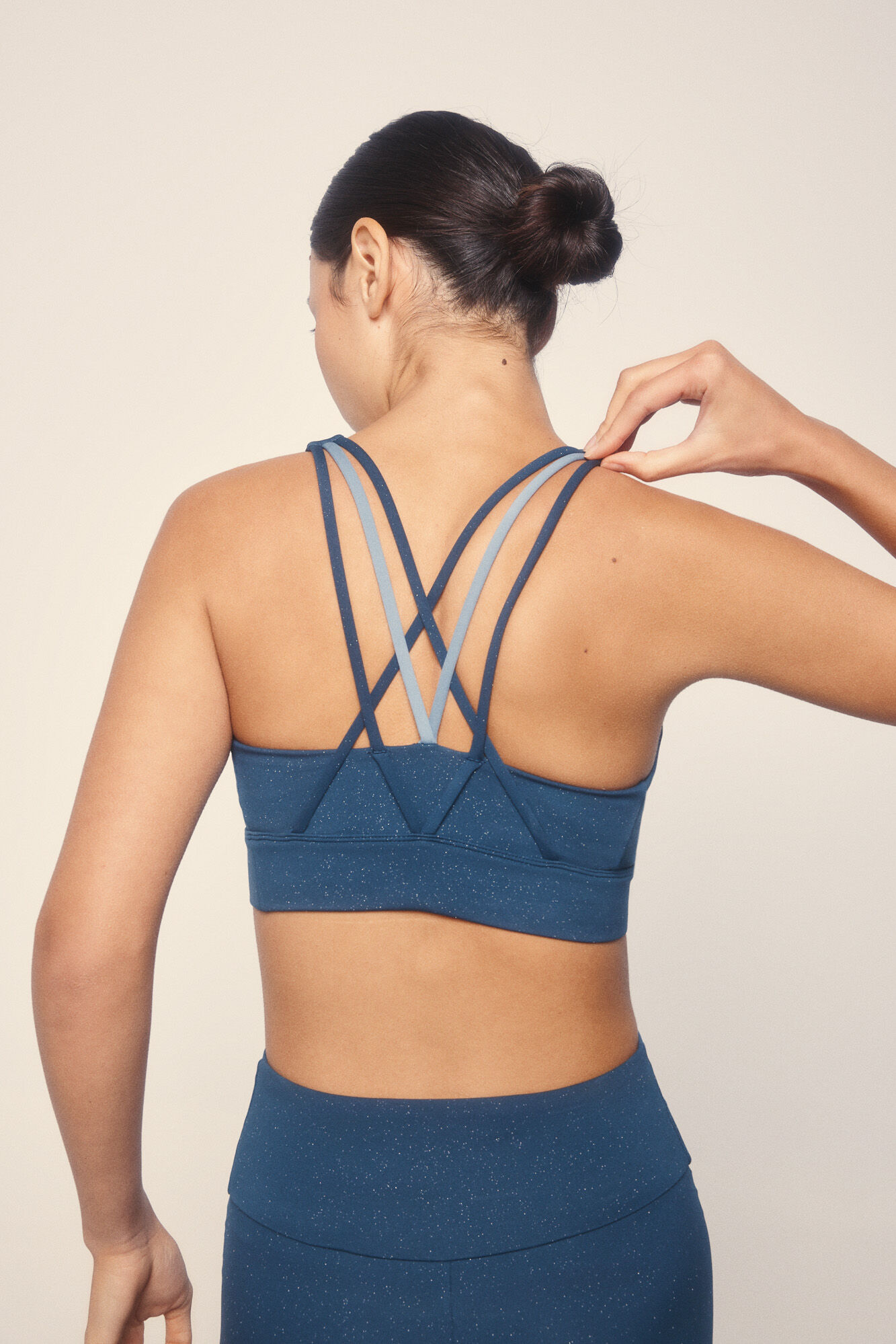 Dash and Stars Sujetador deportivo 4D STRETCH brillo azul