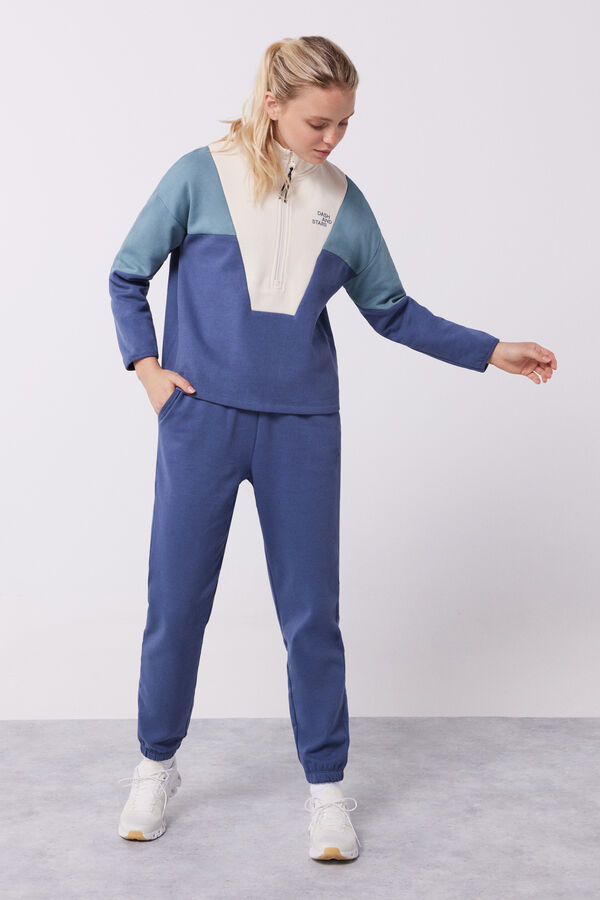 Dash and Stars Sudadera cremallera algod&oacute;n tricolor azul