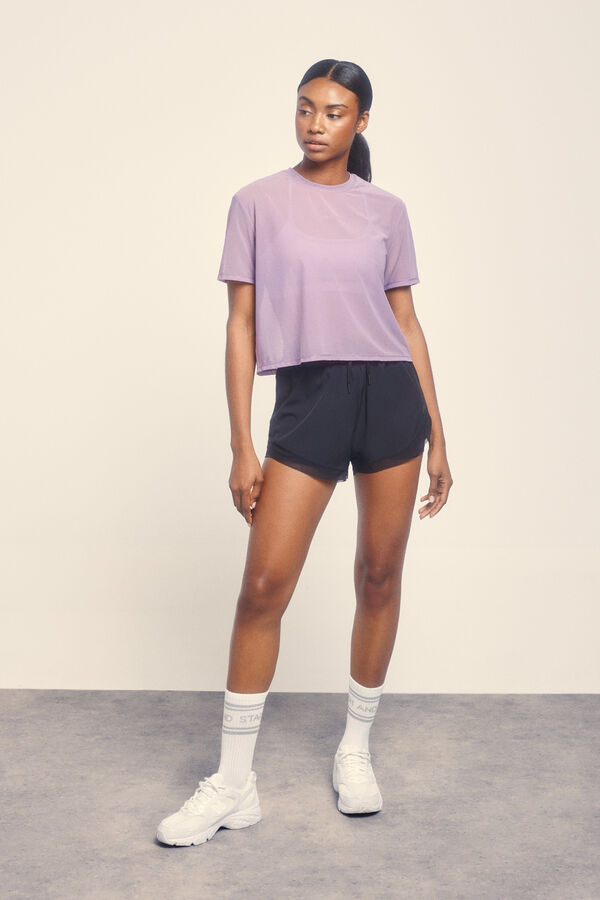 Dash and Stars T-shirt manga curta malha lilás rosa
