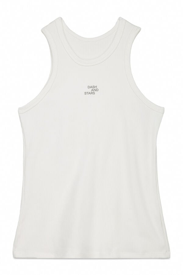 Dash and Stars Camiseta halter algod&oacute;n canal&eacute; blanco blanco