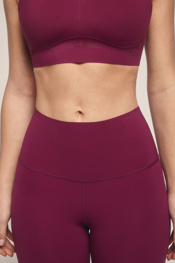 Dash and Stars Leggings crop COMPRESSIVE granate logo rosa