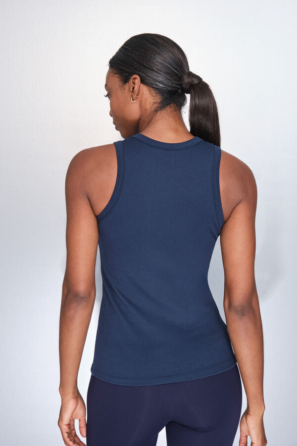 Dash and Stars T-shirt halter de algod&atilde;o canelado azul azul