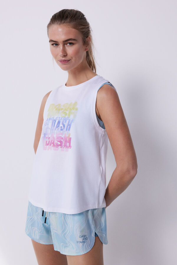 Dash and Stars Camiseta sin mangas blanco beige
