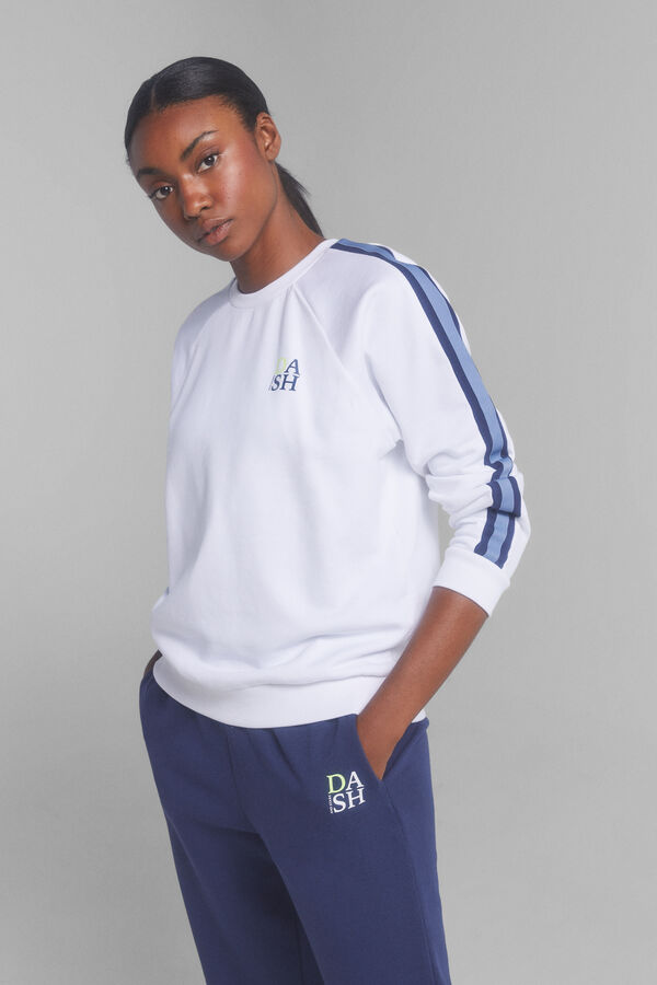 Dash and Stars Sudadera felpa 100% algod&oacute;n blanco beige