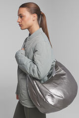 Dash and Stars Bolso grande t&eacute;cnico suave plateado estampado