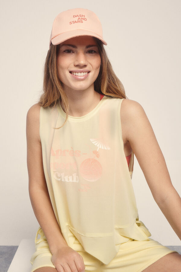 Dash and Stars Camiseta sin mangas halter amarillo estampado