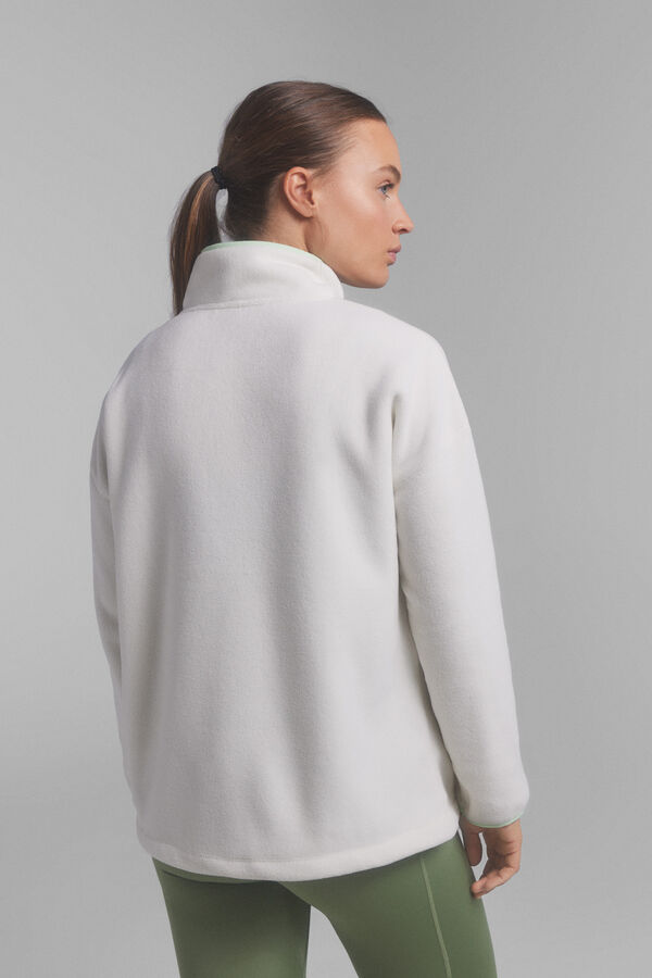 Dash and Stars Tecido de polar branca beige