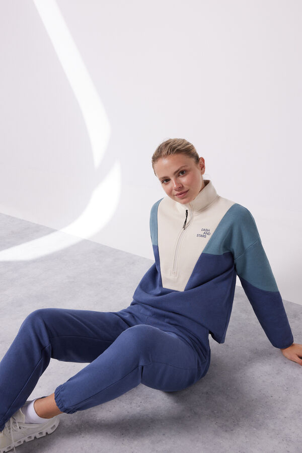 Dash and Stars Sudadera cremallera algod&oacute;n tricolor azul