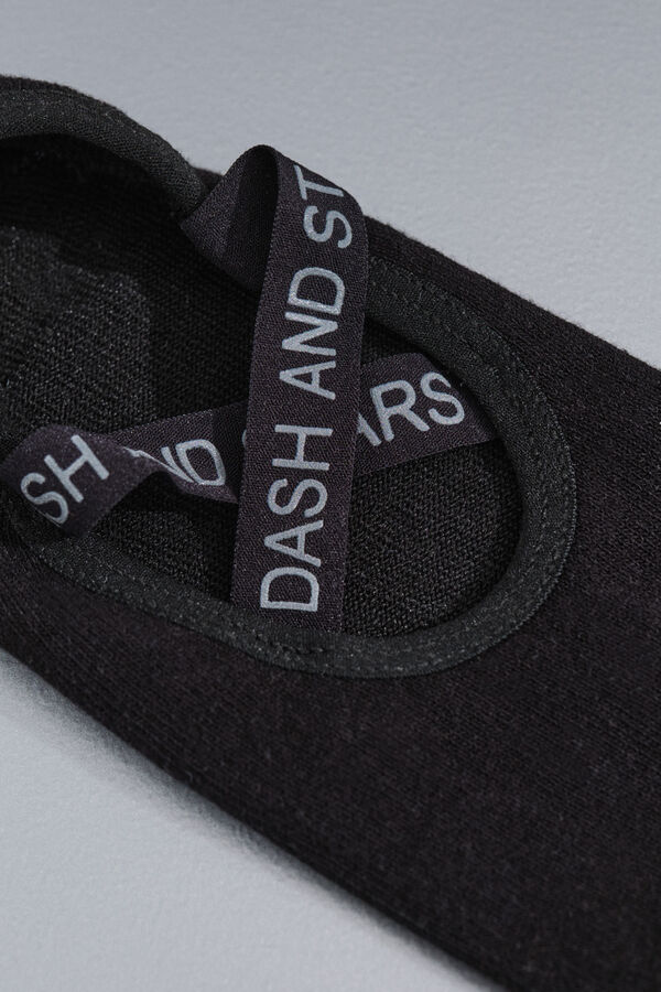 Dash and Stars  Meias de bal&eacute; de algod&atilde;o preto preto