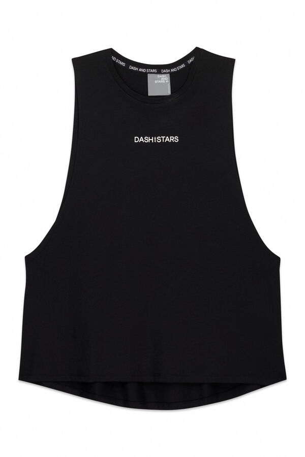 Dash and Stars T-shirt halter sem mangas de algod&atilde;o preto preto
