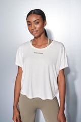 Dash and Stars T-shirt branca de manga curta e larga beige