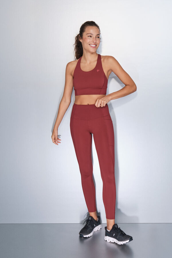 Dash and Stars Leggings 4D STRETCH tobillero granate burdeos