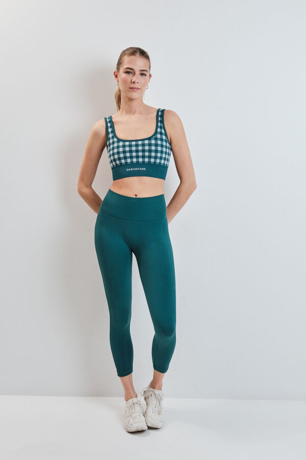 Dash and Stars Soutien desportivo SEAMLESS COMFORT estampado vichy azul verde