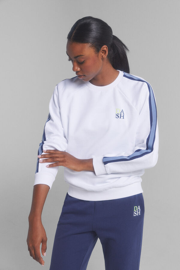 Dash and Stars Sudadera felpa 100% algod&oacute;n blanco beige