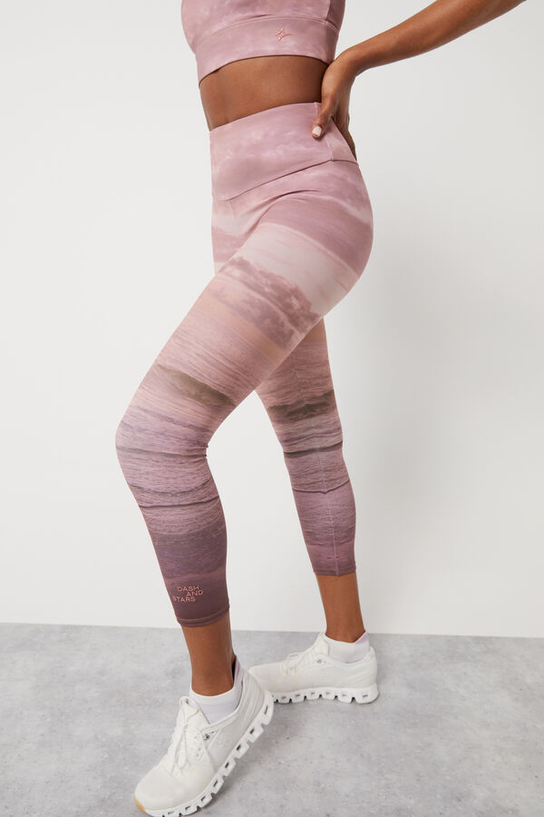 Dash and Stars Leggings crop sunset 4D Stretch marr&oacute;n