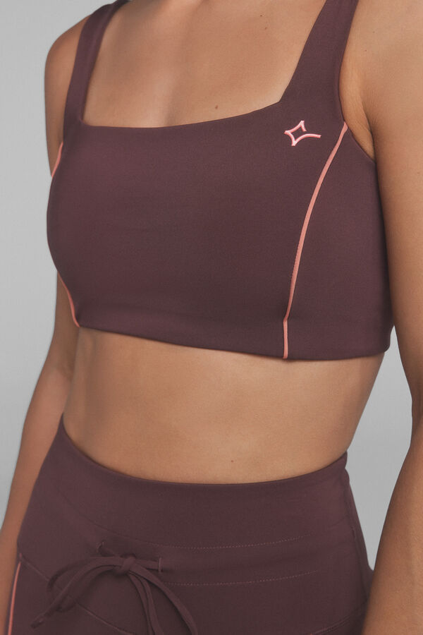 Dash and Stars Sujetador deportivo 4D STRETCH granate estampado