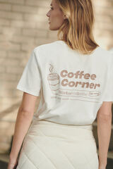 Dash and Stars Camiseta manga corta algod&oacute;n blanco beige