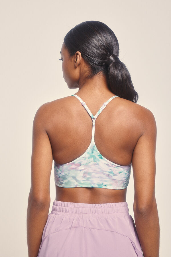 Dash and Stars Top esportivo com estampa floral verde