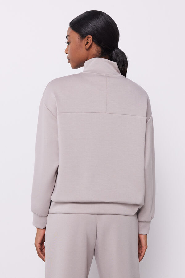 Dash and Stars Sudadera cuello cremallera marr&oacute;n nude