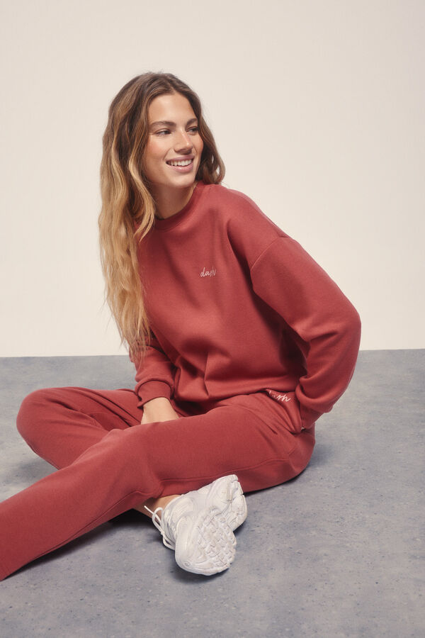 Dash and Stars Sudadera felpa piqu&eacute; granate estampado