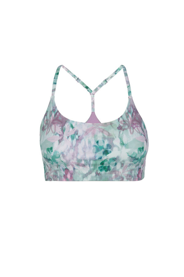 Dash and Stars Top esportivo com estampa floral verde