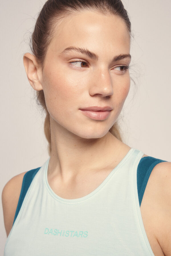 Dash and Stars Camiseta fluida modal azul claro azul