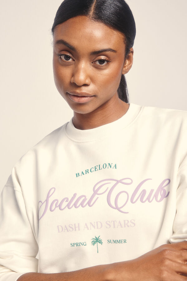 Dash and Stars Sweatshirt de pelúcia branco 100% algodão beige