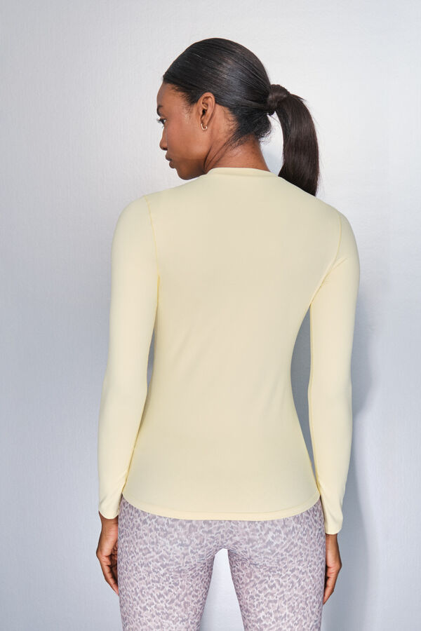 Dash and Stars T-shirt amarela de manga comprida impress&atilde;o