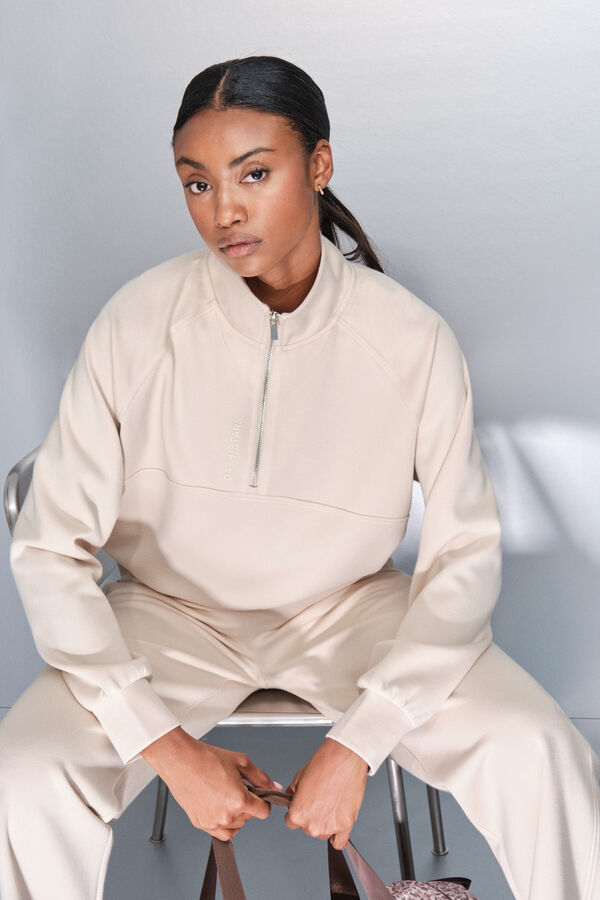 Dash and Stars Moletom sweatshirt com gola cru