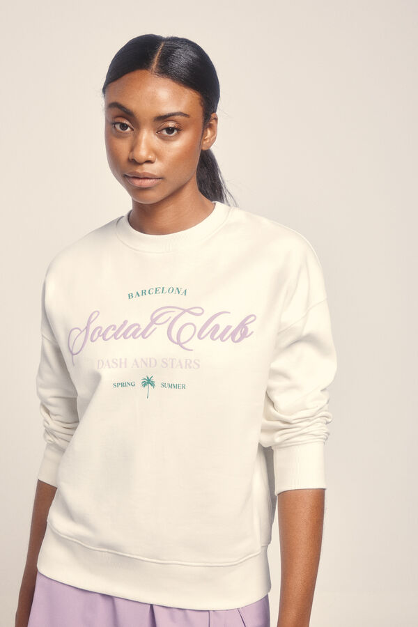 Dash and Stars Sweatshirt de pelúcia branco 100% algodão beige