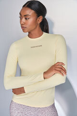 Dash and Stars T-shirt amarela de manga comprida impress&atilde;o