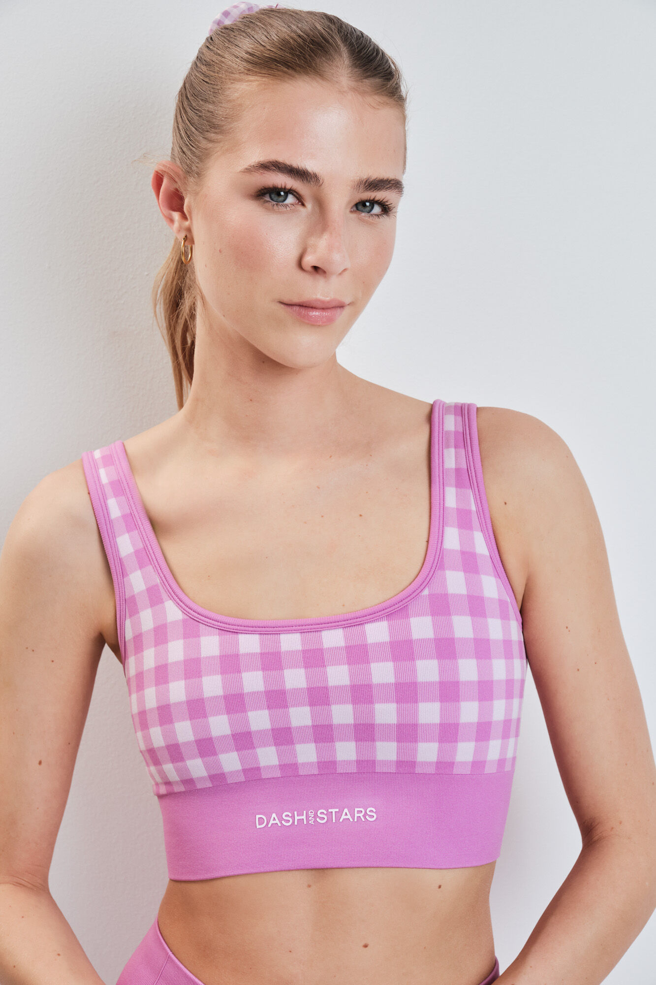 Dash and Stars Soutien desportivo SEAMLESS COMFORT estampado vichy rosa