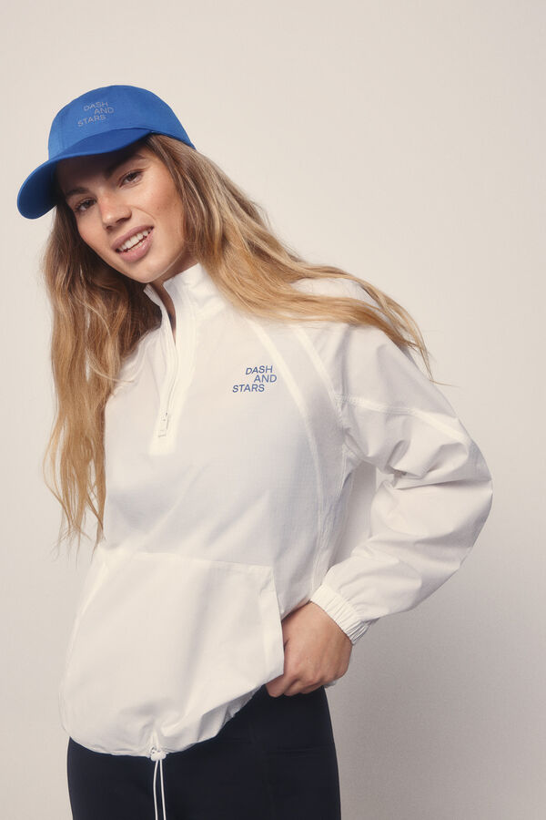 Dash and Stars Chaqueta cortavientos bolsillo canguro beige