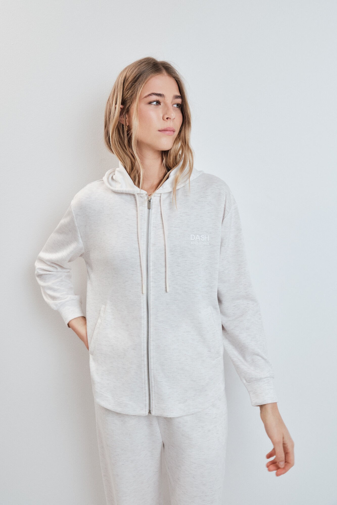 Dash and Stars Casaco com capuz em viscose suave cinzento