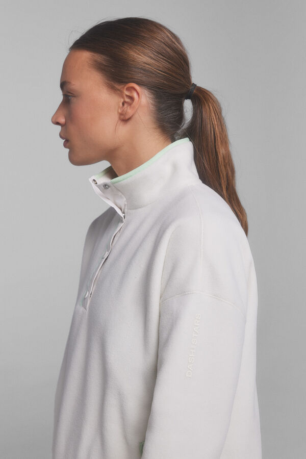 Dash and Stars Tecido de polar branca beige