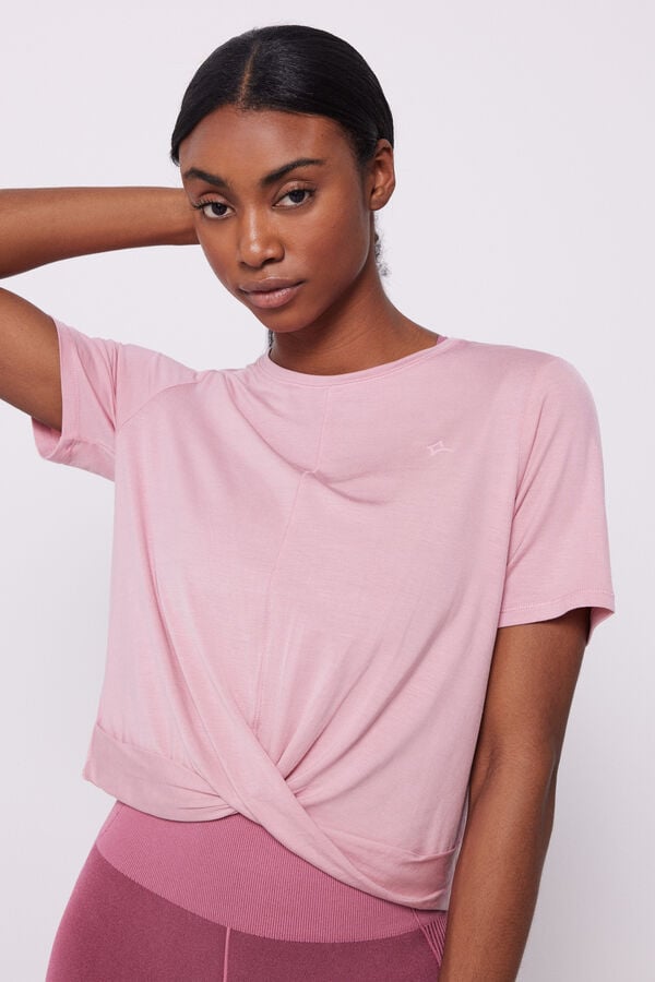 Dash and Stars Camiseta fluida modal rosa rosa