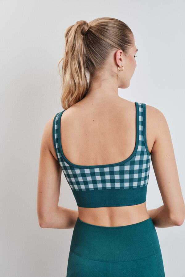 Dash and Stars Soutien desportivo SEAMLESS COMFORT estampado vichy azul verde