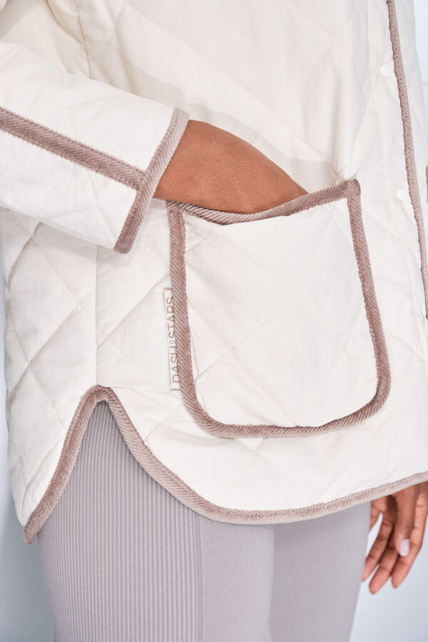 Dash and Stars Casaco acolchoada bege com losangos beige