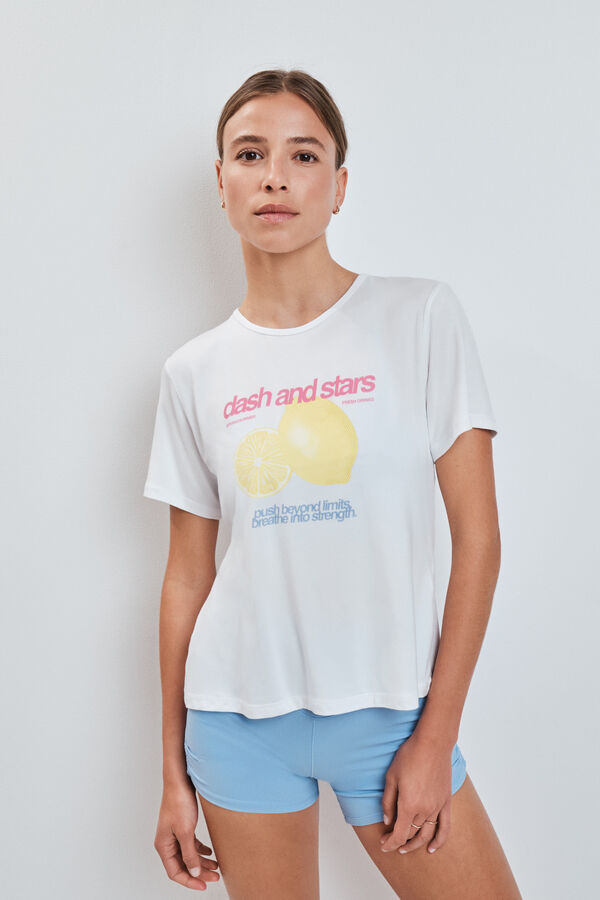 Dash and Stars T-shirt com abertura nas costas branco branco