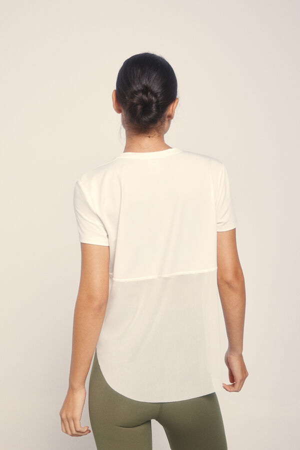 Dash and Stars T-shirt manga curta em malha nas manga beige