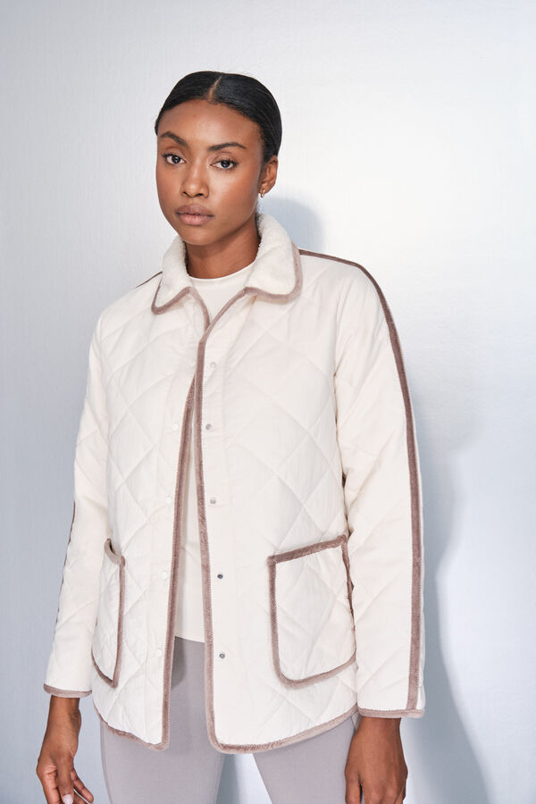 Dash and Stars Casaco acolchoada bege com losangos beige