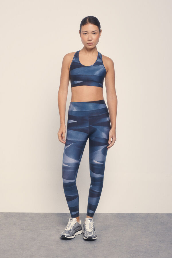 Dash and Stars Leggings 4D STRETCH estampado em azul azul