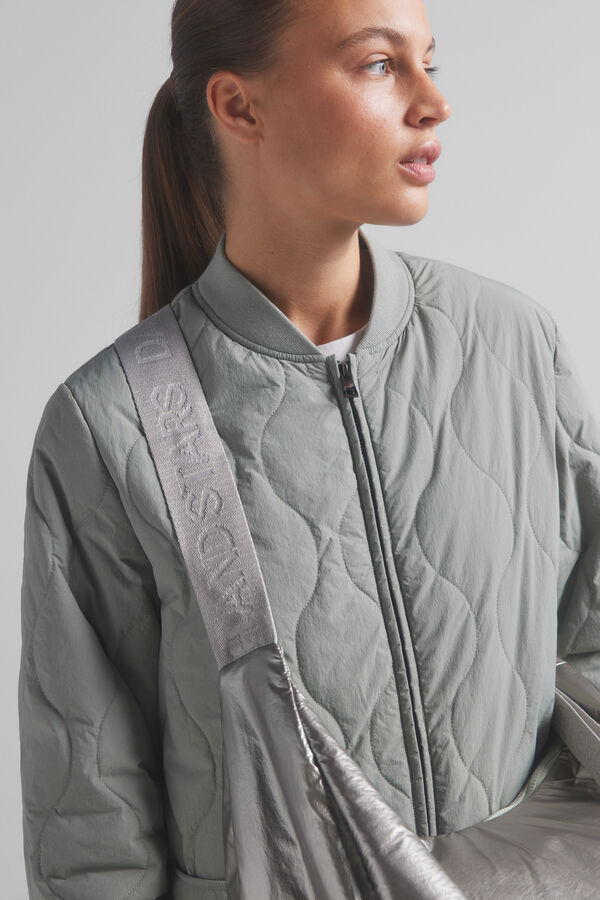 Dash and Stars Bolso grande t&eacute;cnico suave plateado estampado