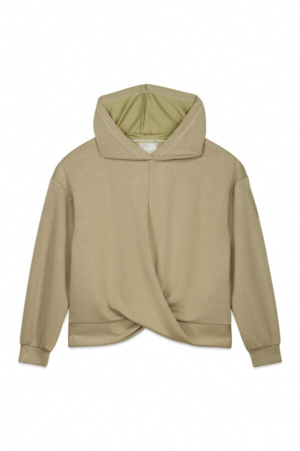 Dash and Stars Sweatshirt c&aacute;qui drapeado beige