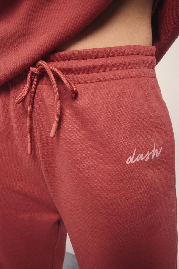 Dash and Stars Cal&ccedil;as retas de pel&uacute;cia em piqu&eacute; marrom impress&atilde;o