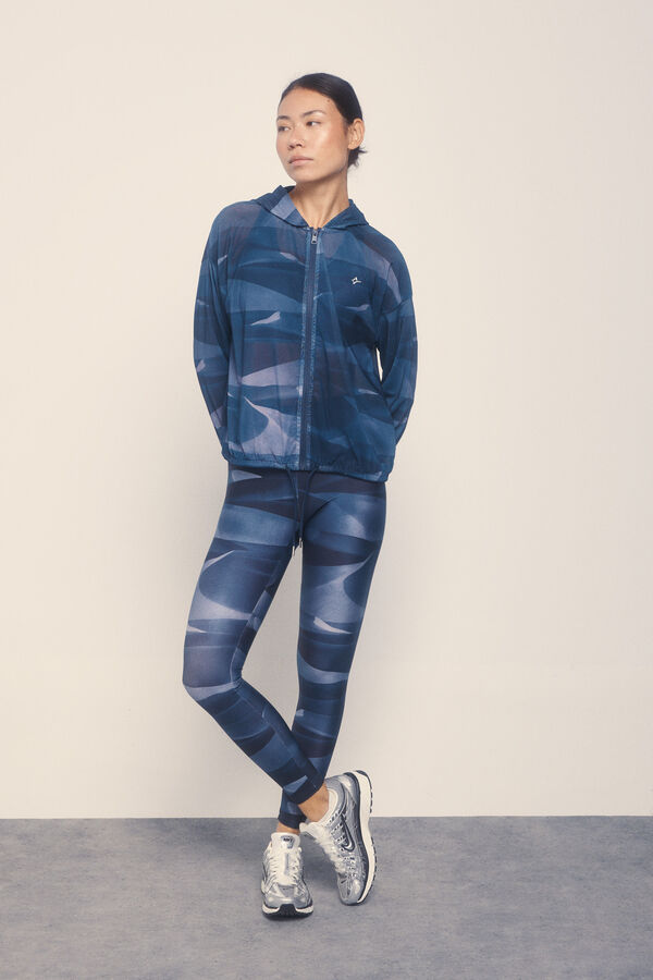 Dash and Stars Jaqueta leve em tecido técnica  azul