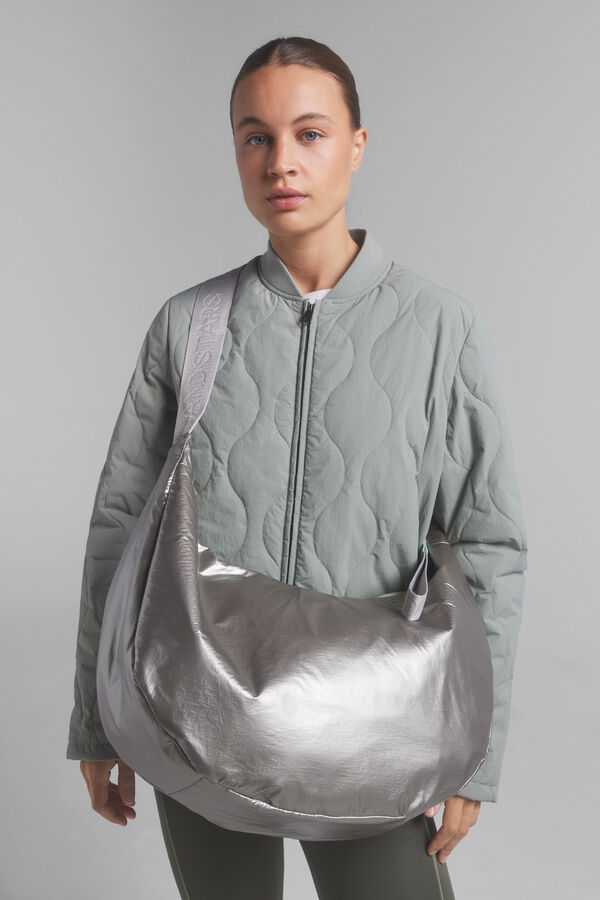 Dash and Stars Bolso grande t&eacute;cnico suave plateado estampado