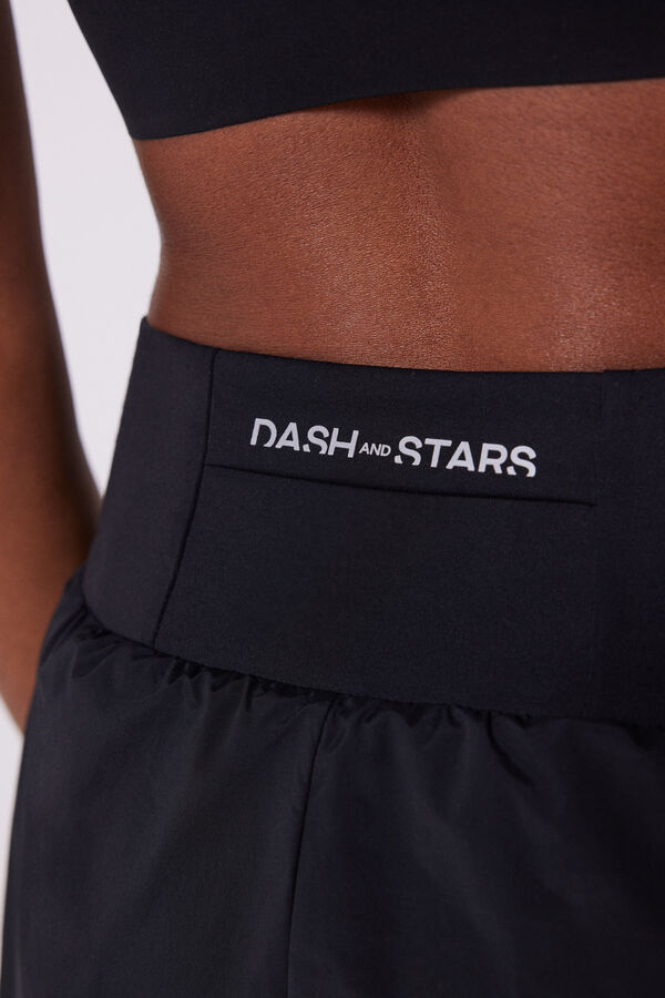 Dash and Stars Cal&ccedil;&otilde;es cintura alta malha preta preto