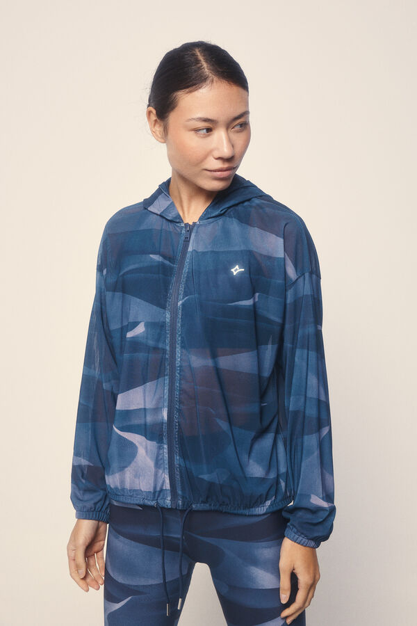 Dash and Stars Jaqueta leve em tecido técnica  azul