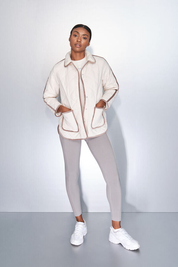 Dash and Stars Casaco acolchoada bege com losangos beige